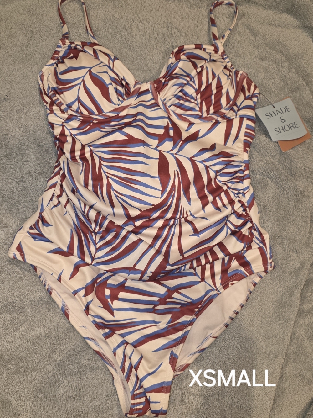 Shade & Shore Tropical Palm-Print One-Piece Swimsuit - Pink, Maroon, Blue